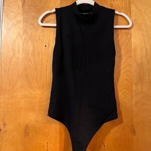 A&F Sleeveless Black Mock Neck Bodysuit